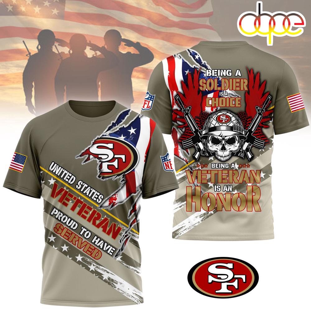 San Francisco 49ers NFL Proud U.S. Veteran 3D T-Shirt