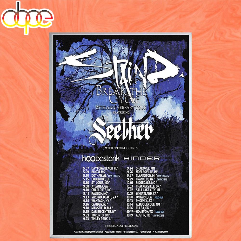 Staind Tour 2026 The Break The Cycle Poster Canvas Staind Tour 2026 The Break The Cycle Poster Canvas