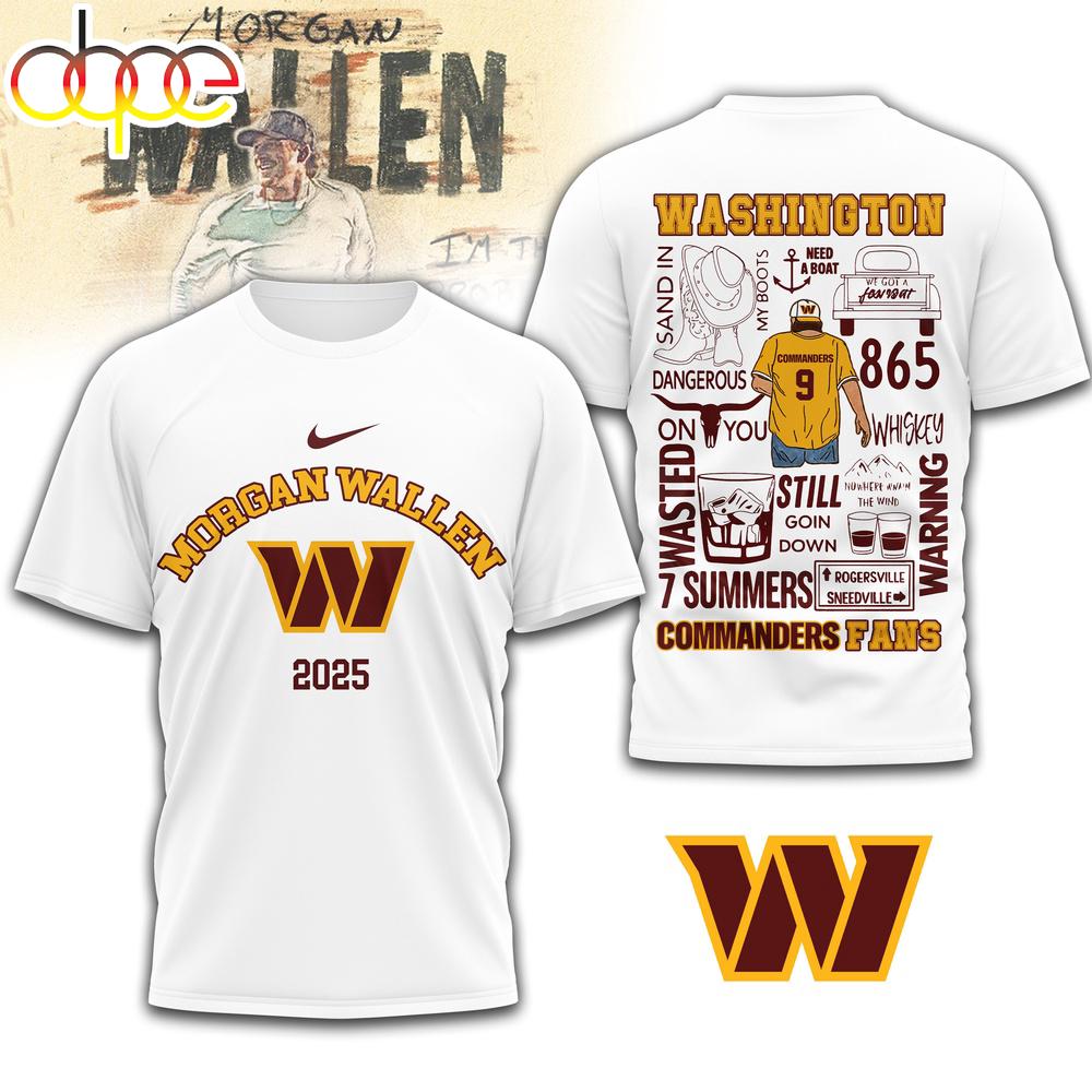 Washington Commanders NFL Morgan Wallen 3D T-Shirt Washington Commanders NFL Morgan Wallen 3D T-Shirt