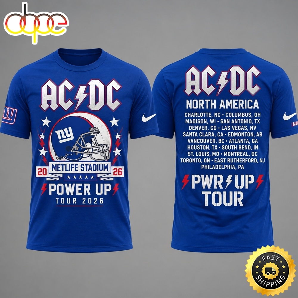 ACDC x New York Giants POWER UP TOUR 2026 T Shirt