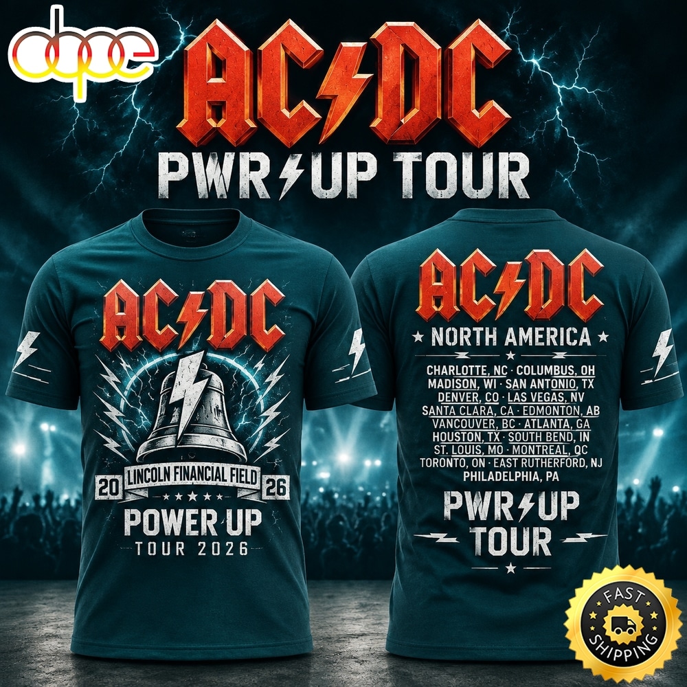 ACDC x Philadelphia Eagles POWER UP TOUR 2026 T Shirt