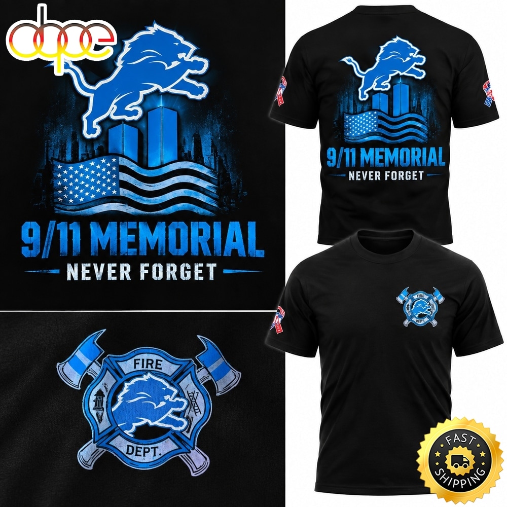 Detroit Lions 911 Never Forget Memorial Limited Edition 2026 Black T Shirt