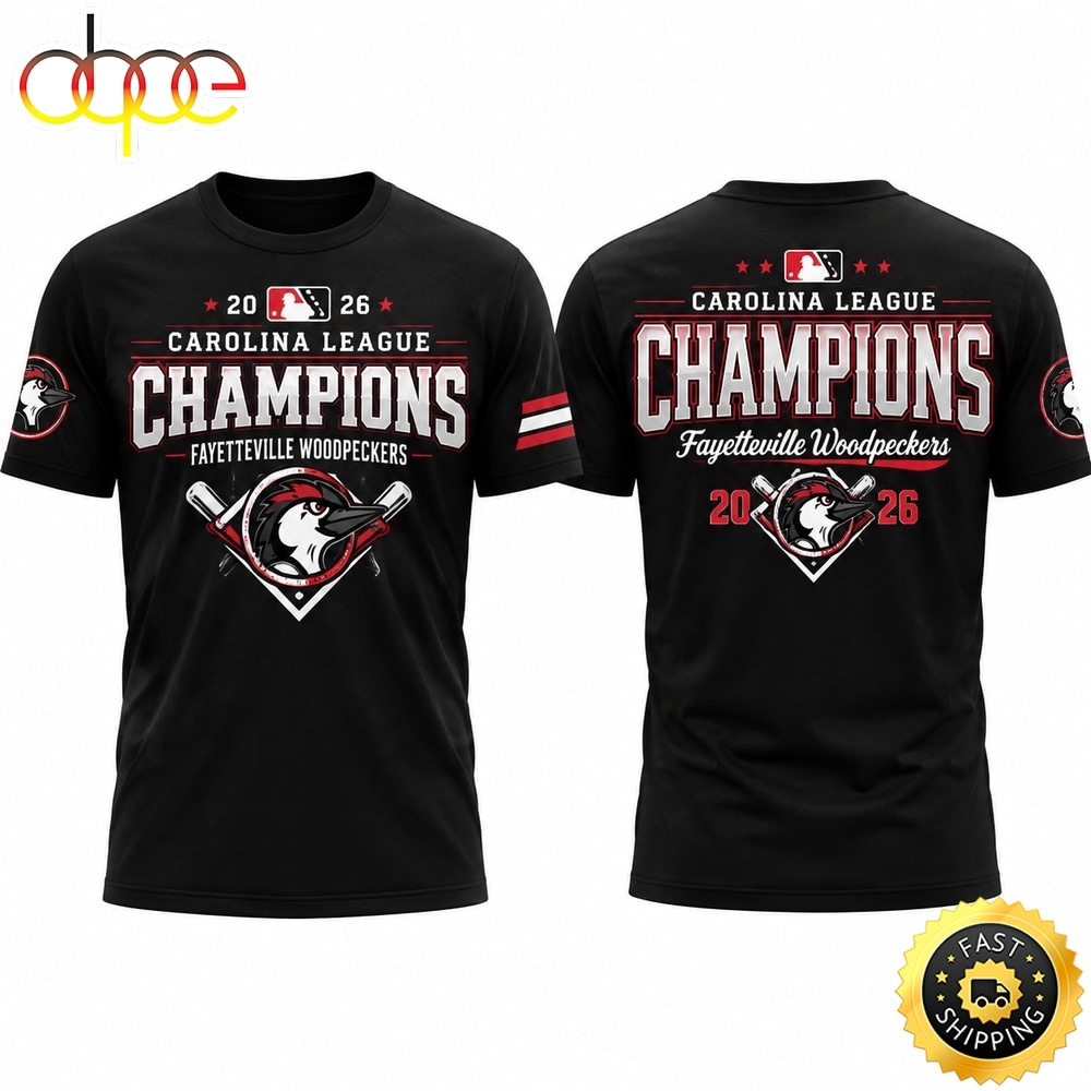 Fayetteville Woodpeckers 2026 Carolina League Champions Black Shirt