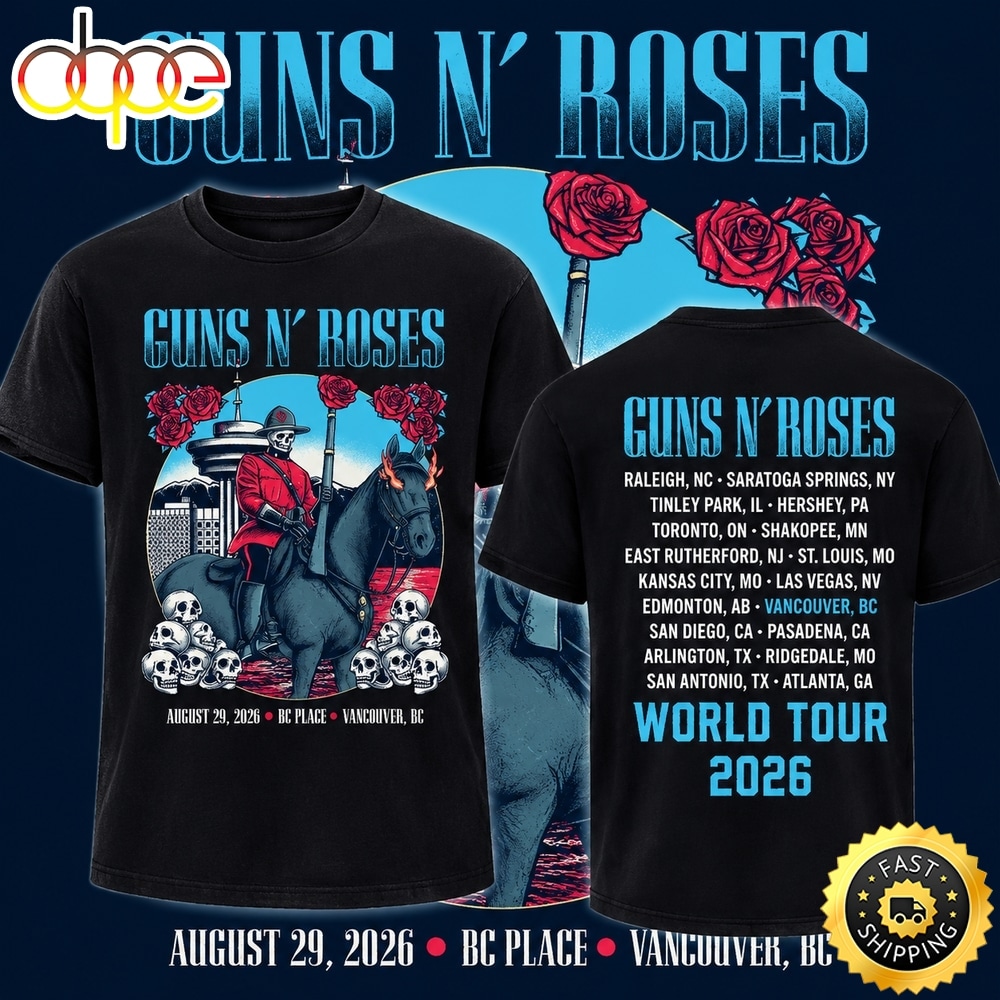 Guns N’ Roses BC Place Vancouver 2026 World Tour New Design 3D Shirt