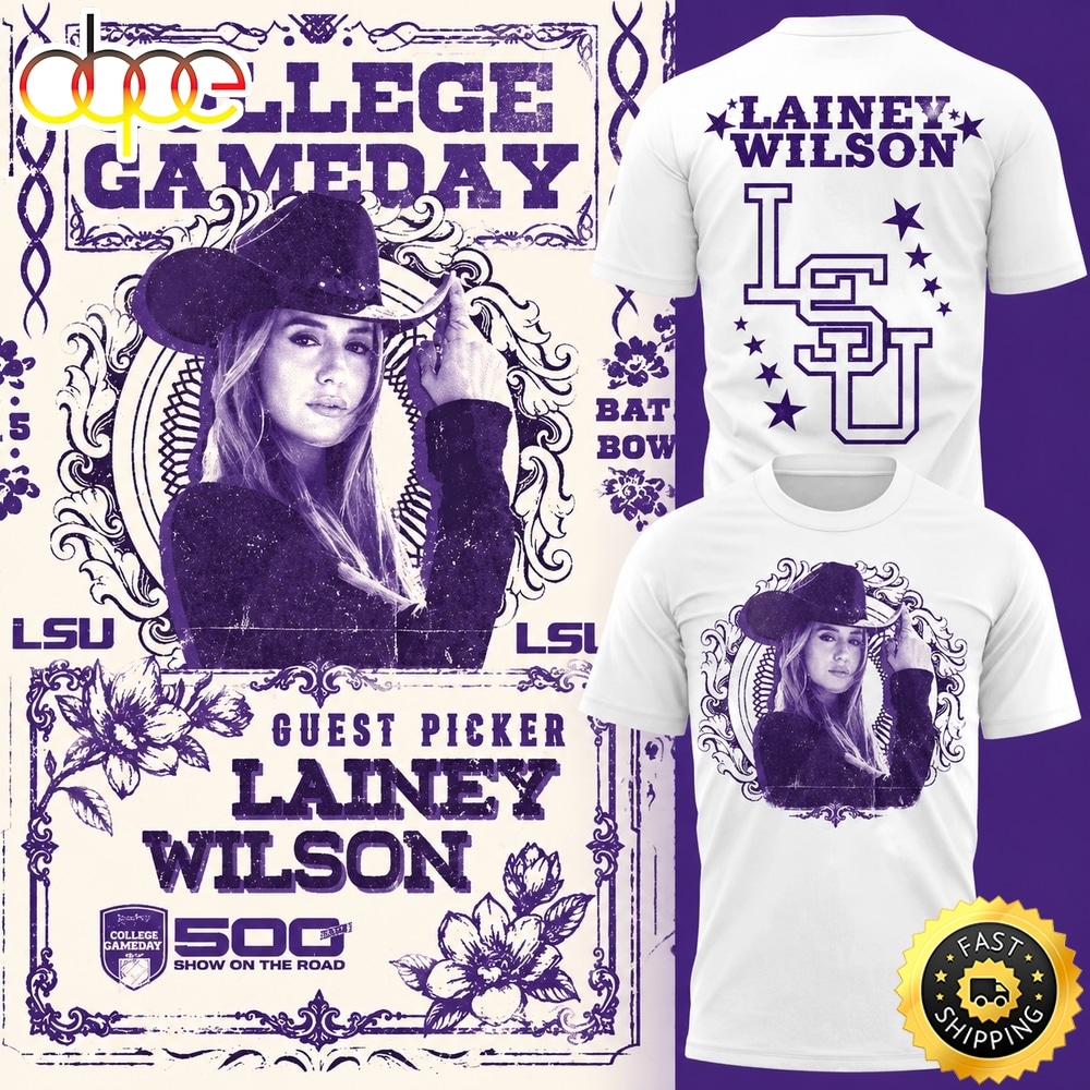 LSU Tigers Football x Lainey Wilson College Game Day 2026 White 3D Shirt