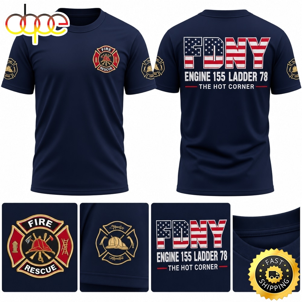 Notre Dame Football Coach Freeman FDNY Engine 155 Ladder 78 The Hot Corner T Shirt