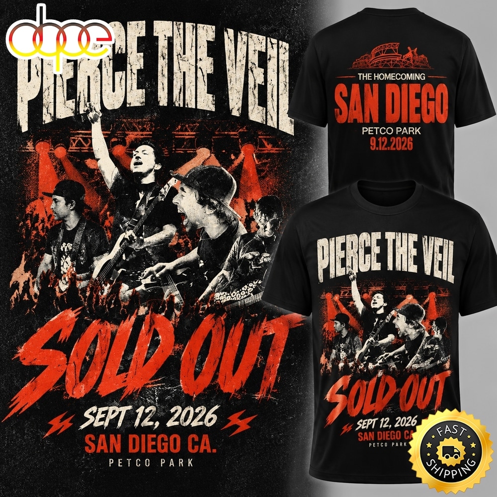 Pierce The Veil x San Diego Padres Petco Park I Can’t Hear You Tour Special New T Shirt