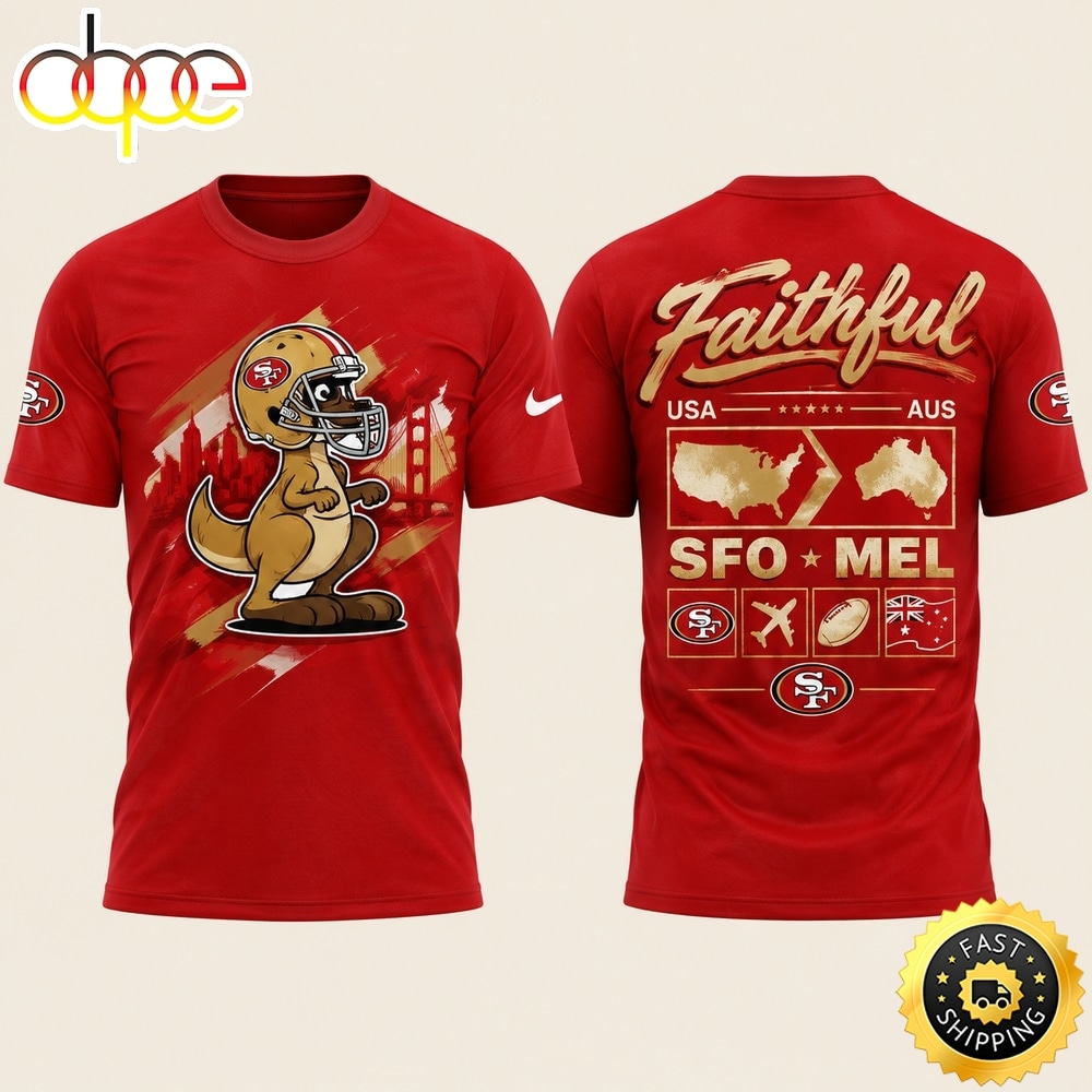 San Francisco 49ers 2026 Melbourne Game Special New Red T Shirt