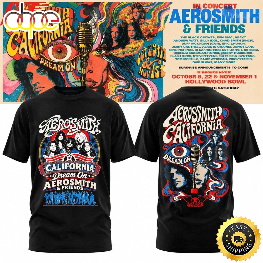 Aerosmith California Dream On Tour 2026 Graphic T Shirt