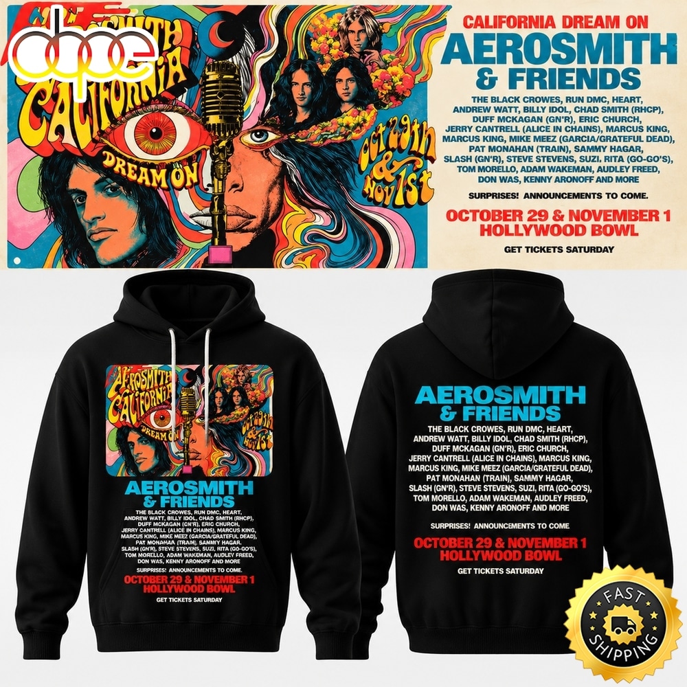 Aerosmith California Dream On Tour Black Hoodie