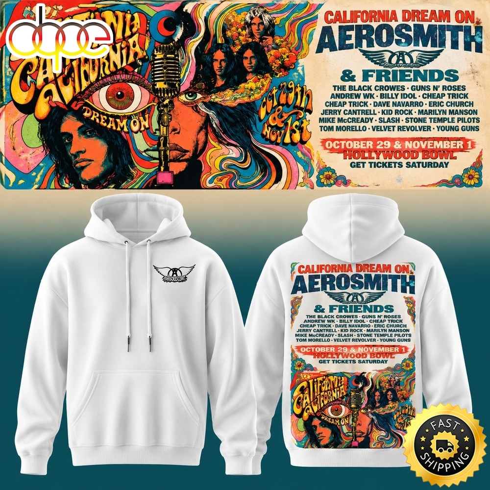 Aerosmith California Dream On Tour White Hoodie
