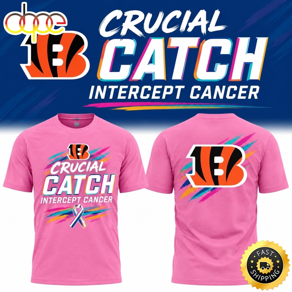 Cincinnati Bengals 2026 NFL Crucial Catch Pink T Shirt