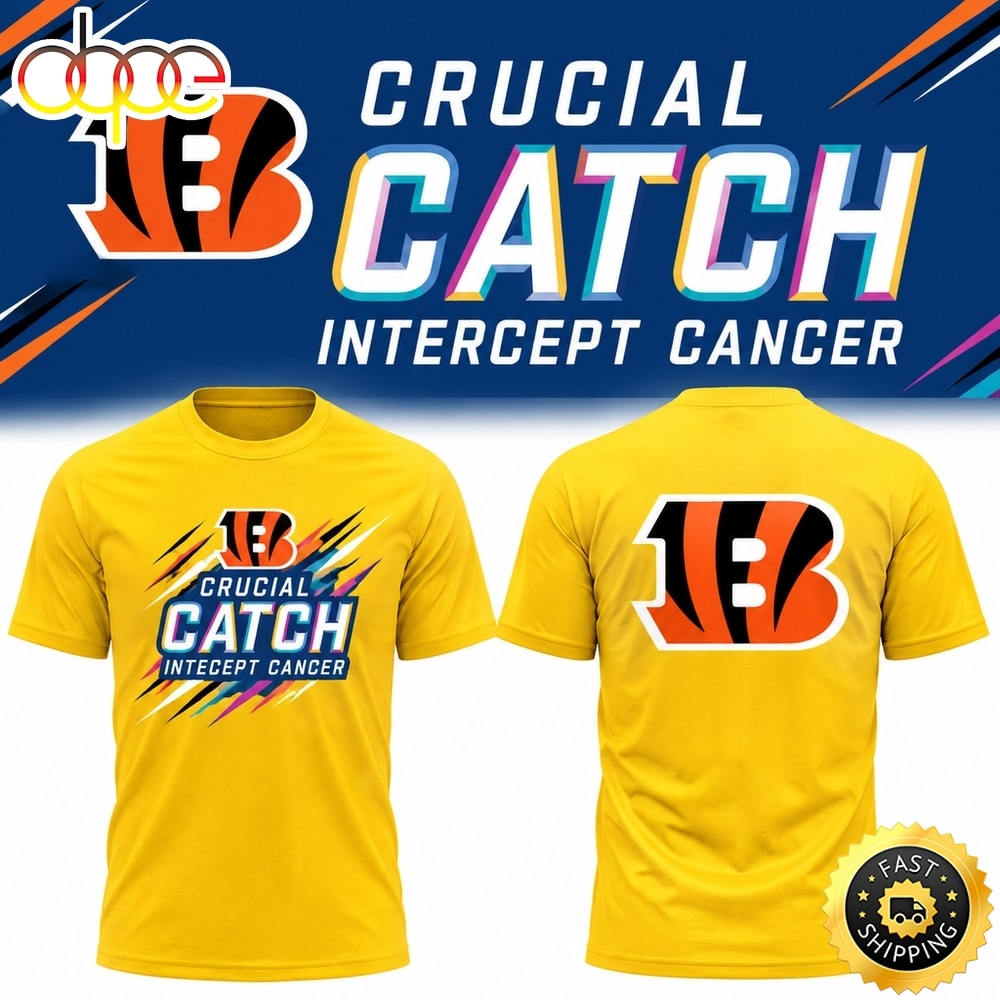 Cincinnati Bengals 2026 NFL Crucial Catch Yellow T Shirt