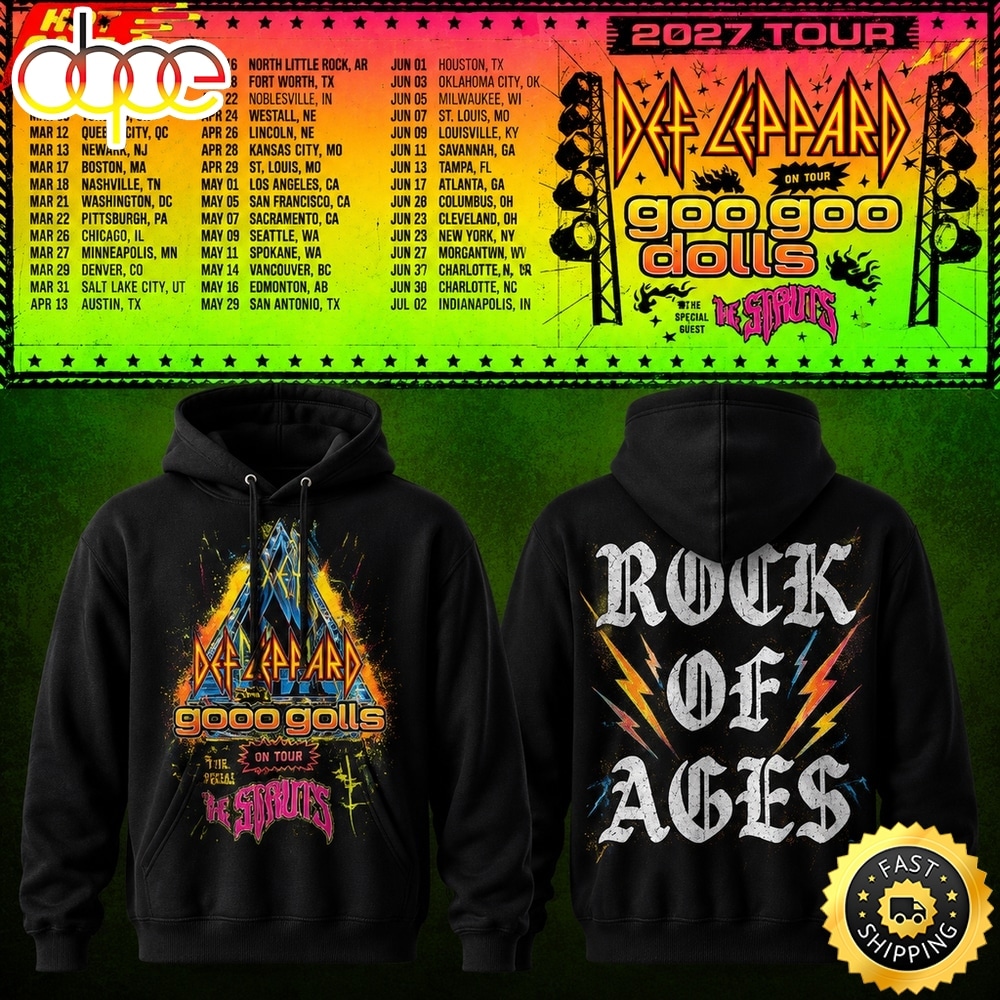 Def Leppard & Goo Goo Dolls Tour 2027 Black Hoodie