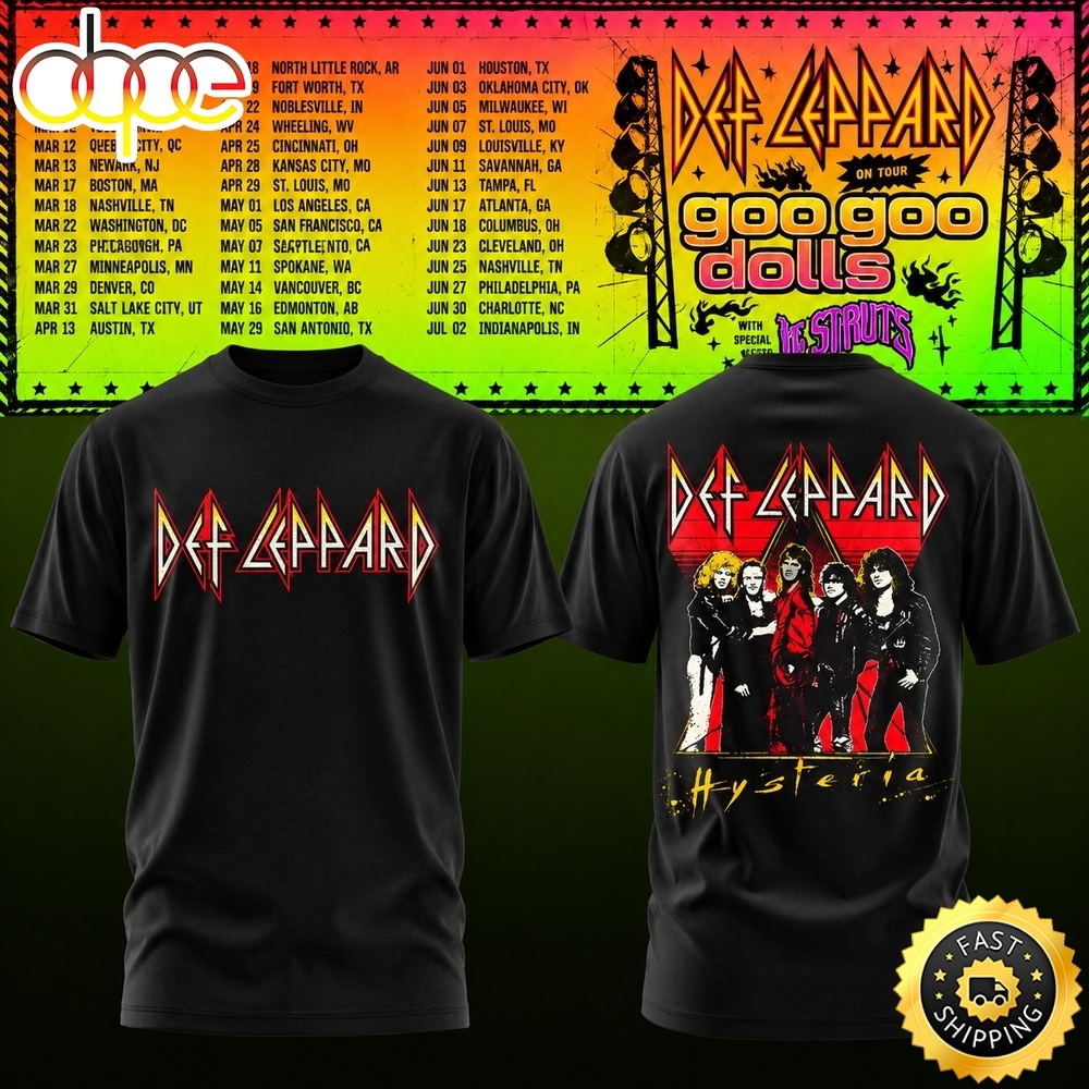 Def Leppard & Goo Goo Dolls Tour 2027 Graphic Black T Shirt