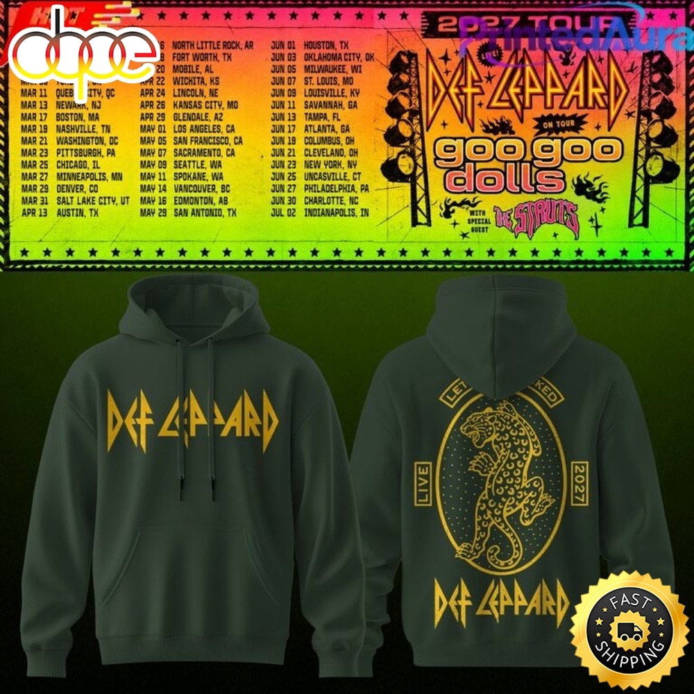 Def Leppard & Goo Goo Dolls Tour 2027 New Design Hoodie