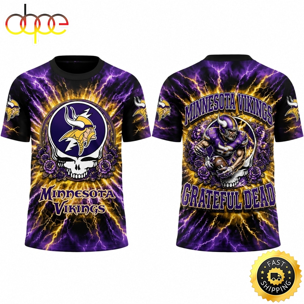 Minnesota Vikings Football x Grateful Dead Skeletons 2026 3D Shirt