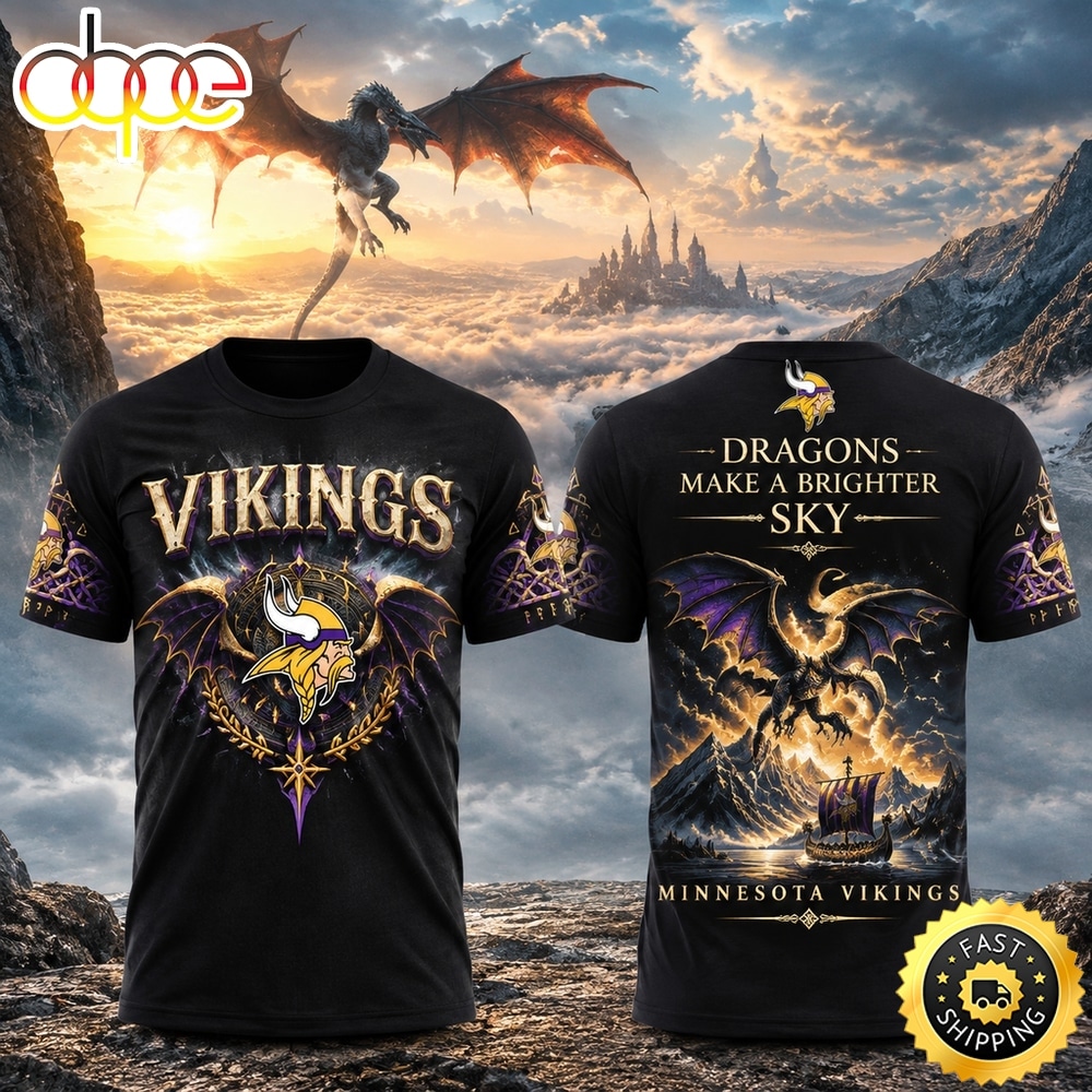 Minnesota Vikings x Fourth Wing Night 2026 Black T Shirt