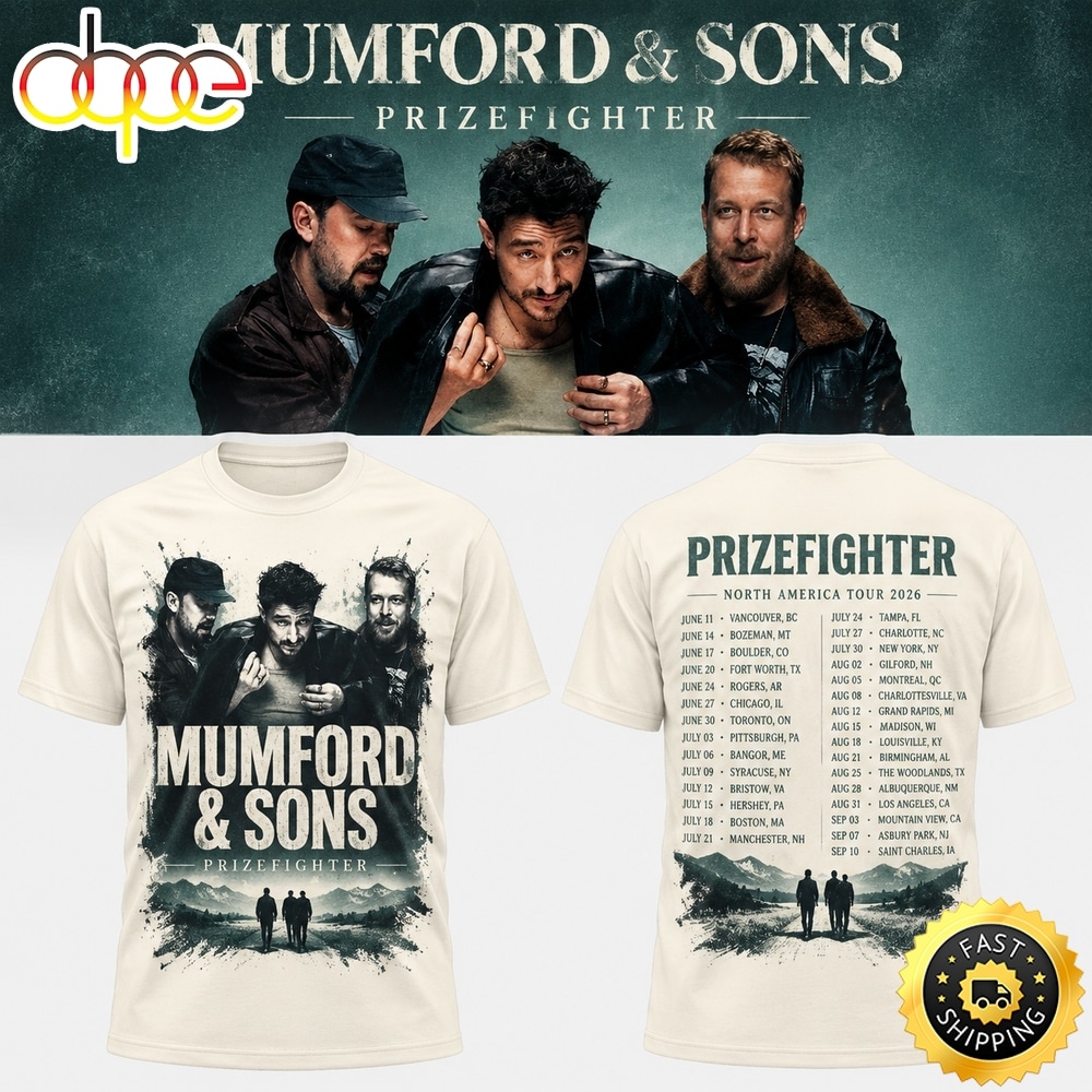 Mumford And Sons Prizefighter Tour 2026 New Design T Shirt