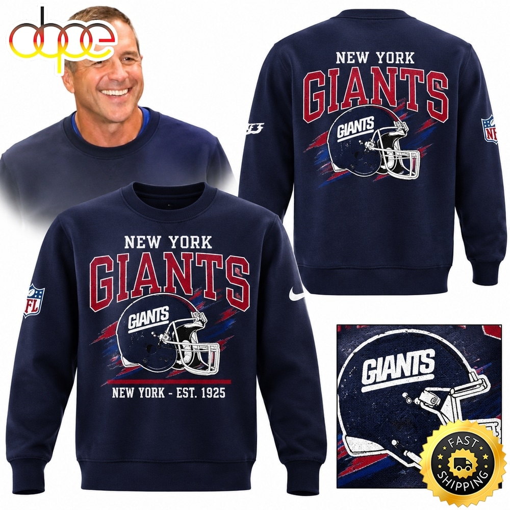 New York Giants Football Helmet 2026 Navy Graphic Sweatshirt
