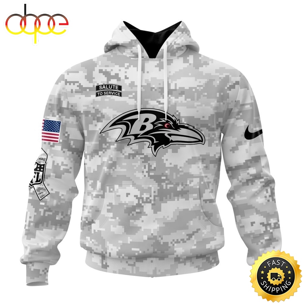 NFL Baltimore Ravens Arctic Camo Salute To Service 2026 Design Hoodie, T Shirt, Sweatshirt 1