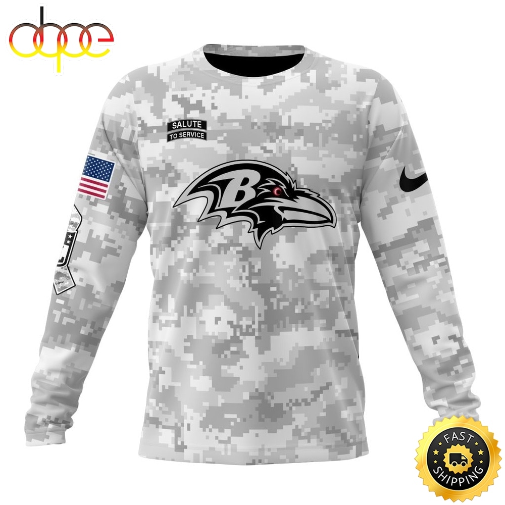 NFL Baltimore Ravens Arctic Camo Salute To Service 2026 Design Hoodie, T Shirt, Sweatshirt 2