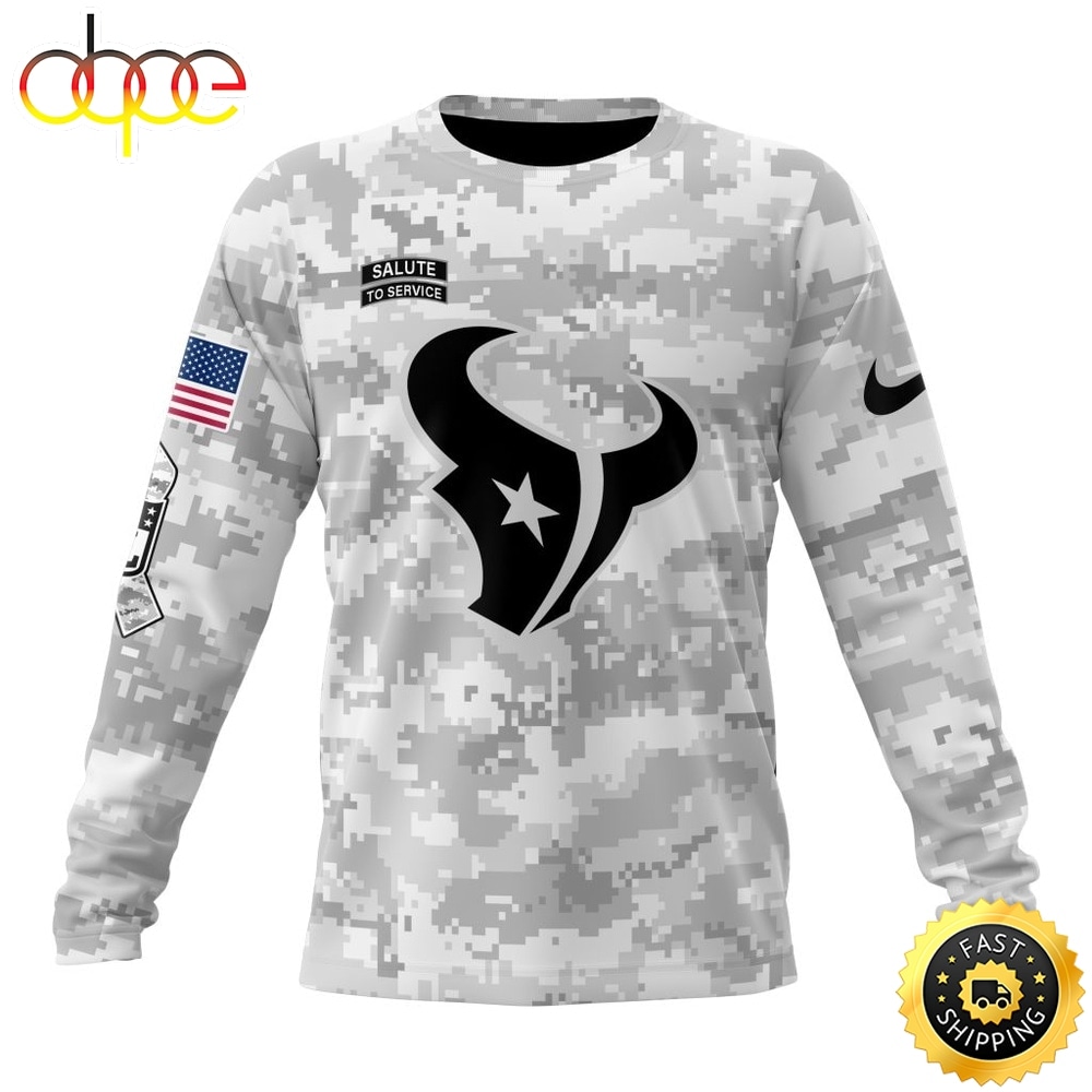 NFL Houston Texans Arctic Camo Salute To Service 2026 Design Hoodie, T Shirt, Sweatshirt 2
