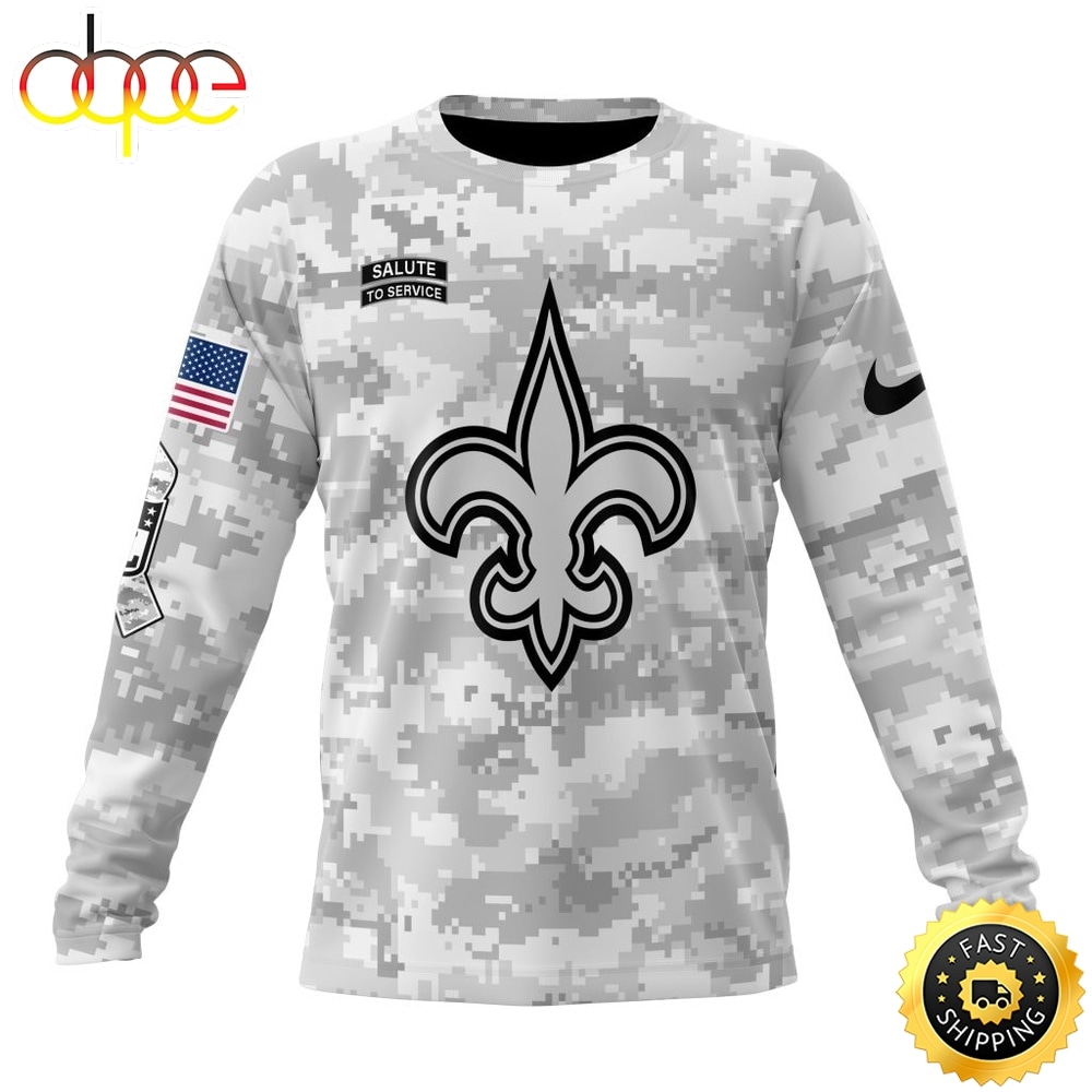 NFL New Orleans Saints Arctic Camo Salute To Service 2026 Design Hoodie, T Shirt, Sweatshirt 2