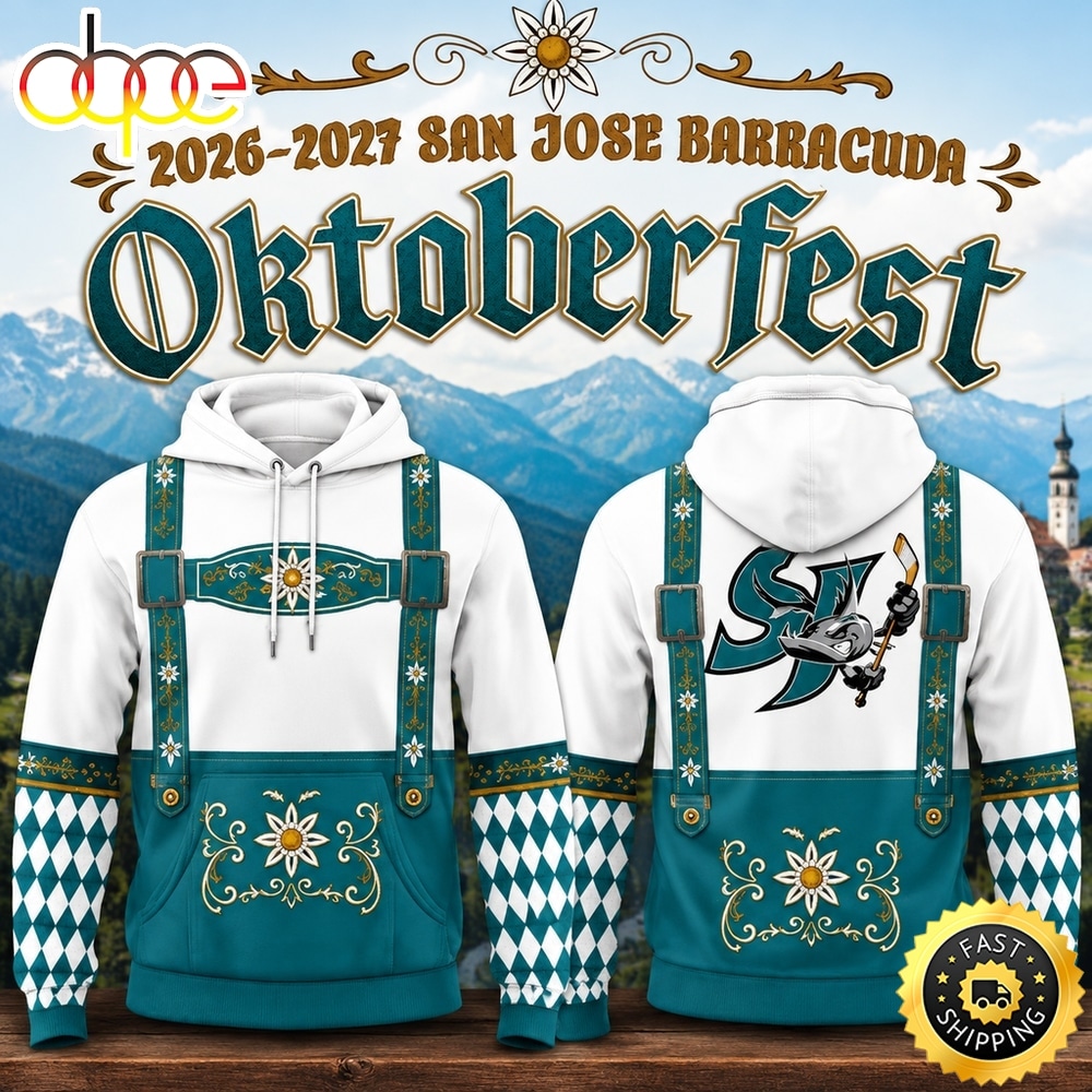 San Jose Barracuda Oktoberfest 2026 White Teal Hoodie