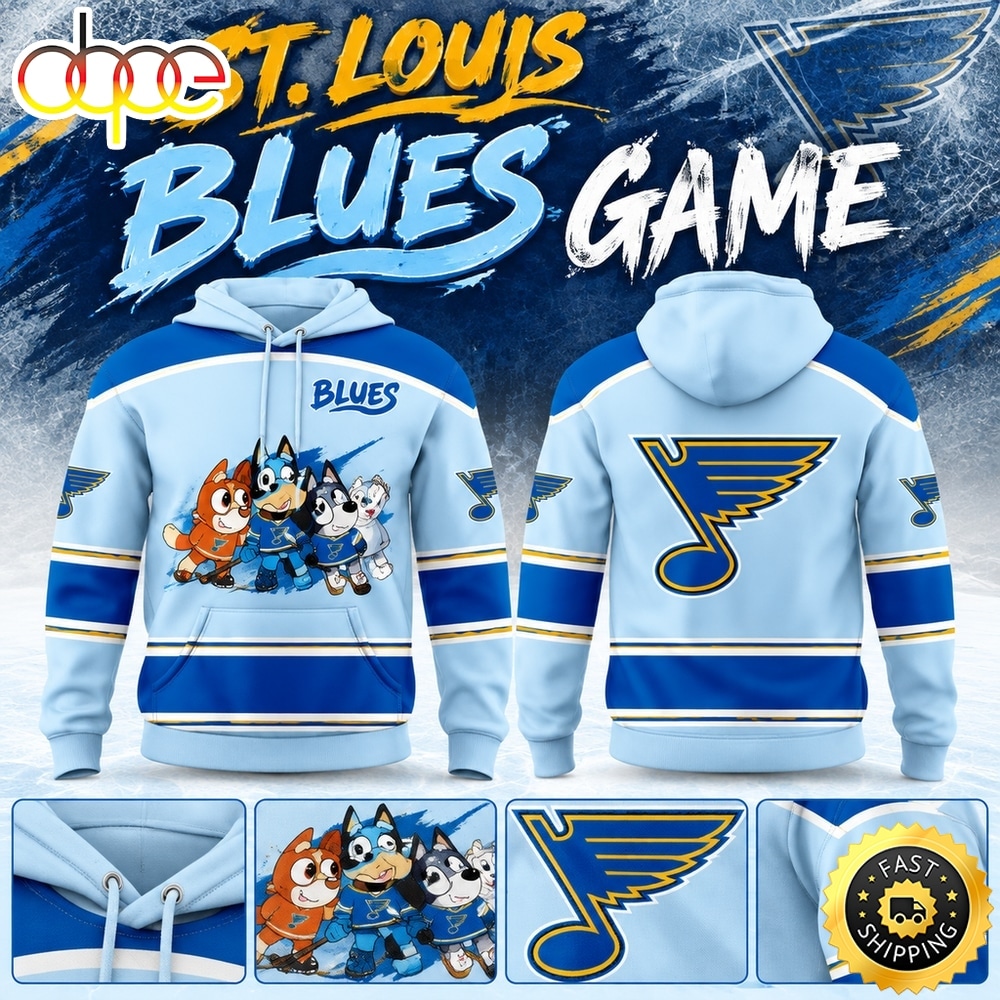 St. Louis Blues Bluey Game 2026 Light Blue Hoodie