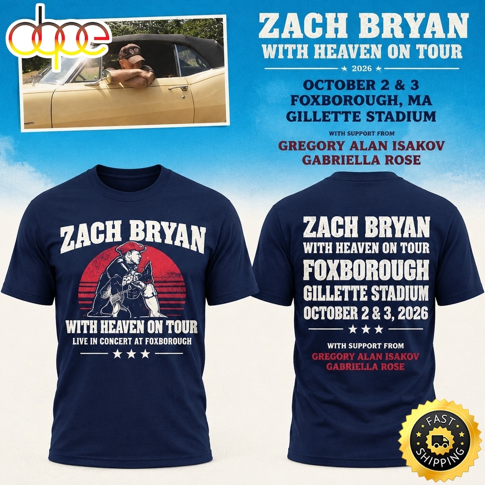 Zach Bryan x New England Patriots Concert 2026 Navy T Shirt