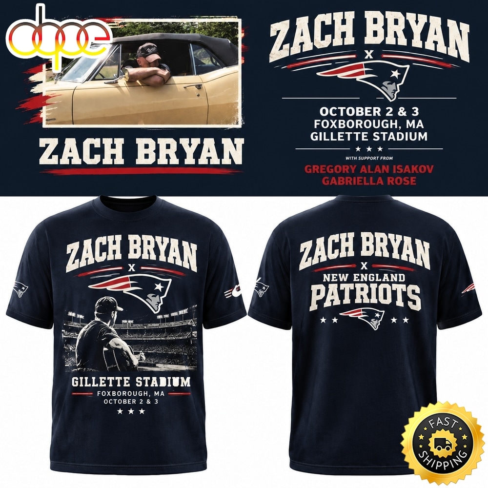 Zach Bryan x New England Patriots Concert T Shirt